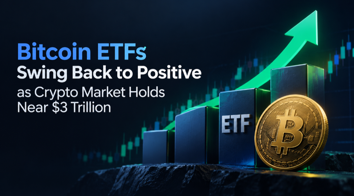 Bitcoin ETFs Swing Back to Positive as Crypto Market Holds Near $3 Trillion