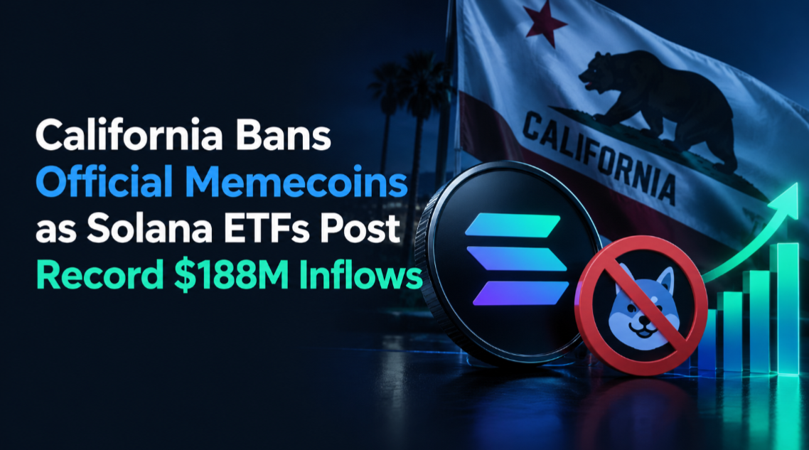California Bans Official Memecoins as Solana ETFs Post Record $188M Inflows